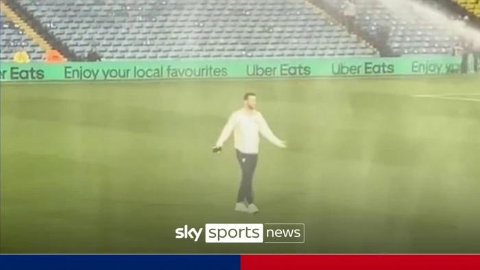 Watford goalkeeper Daniel Bachmann soaked by sprinklers before blunders vs Leeds United