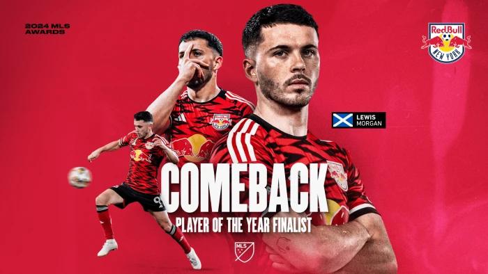 New York Red Bulls Midfielder Lewis Morgan Named Finalist for 2024 MLS Comeback Player of the Year | New York Red Bulls