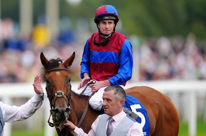 Content ridden by Ryan Moore after winning the Yorkshire Oaks at Ebor Festival in York