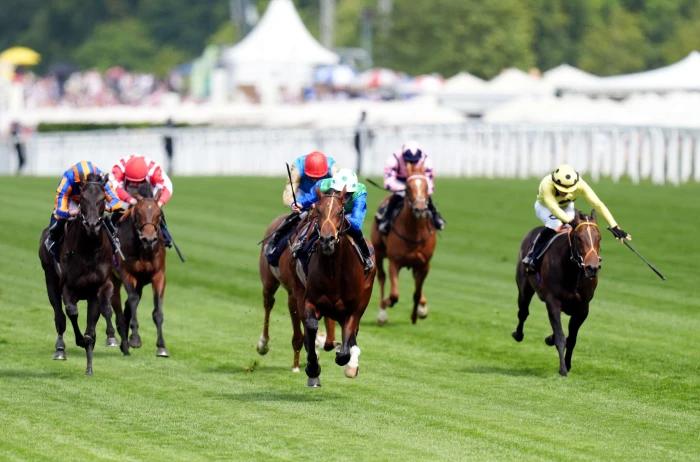 Rashabar (centre) charging to victory at Royal Ascot