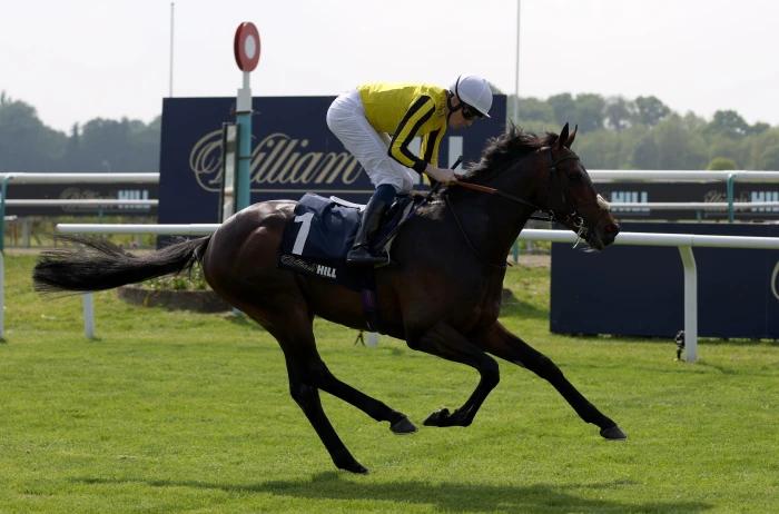 Ambiente Friendly ridden by jockey Callum Shepherd wins the Lingfield Derby Trial Stakes