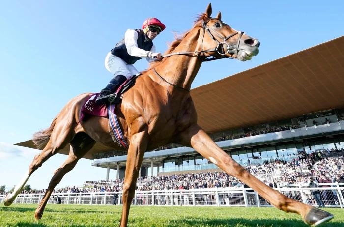 Kyprios ridden by Ryan Moore wins the Irish St. Leger at the Curragh