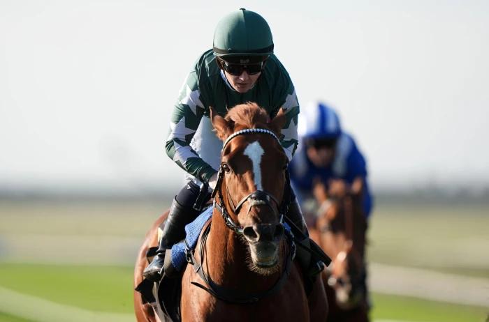 Nebras ridden by Hollie Doyle wins the Virgin Bet Every Saturday Money Back EBF Maiden Stakes at Newmarket