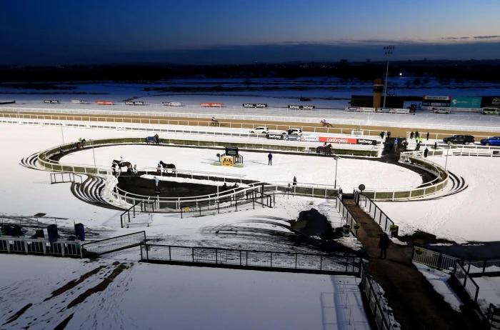 Newcastle racecourse in snow