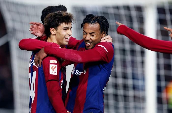 Joao Felix celebrates scoring for Barcelona