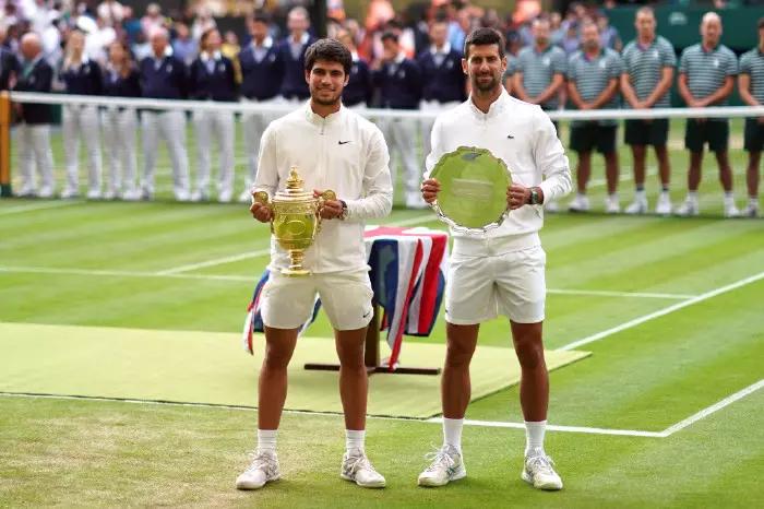 Carlos Alcaraz and Novak Djokovic Wimbledon 2023