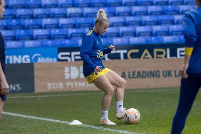 Izzy Christiansen (8 Everton) warming up ahead of the Barclays Womens Super League game against Reading - April 2023