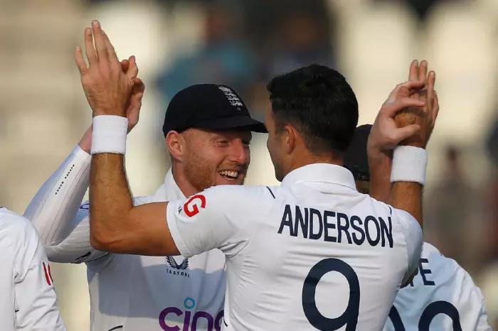 James Anderson celebrates