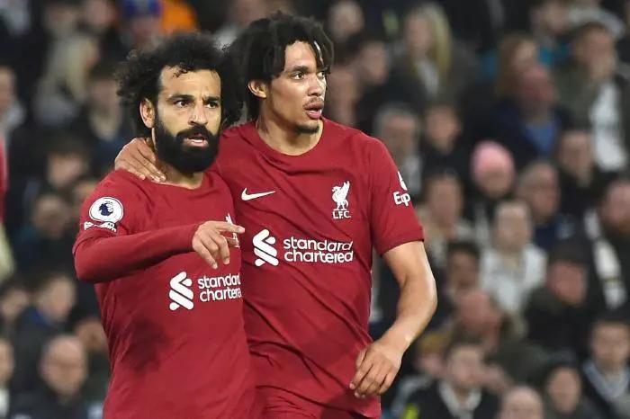 Liverpool's Trent Alexander-Arnold and Mohamed Salah