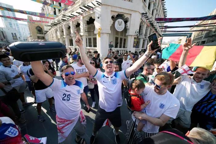 ngland fans in the Souq area of Doha, ahead of the FIFA World Cup Round of Sixteen match between England and Senegal 