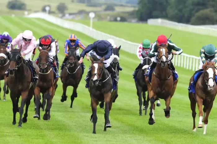 Ryan Moore (centre) wins The Snow Fairy Stakes during Tipperary Crystal Race Day