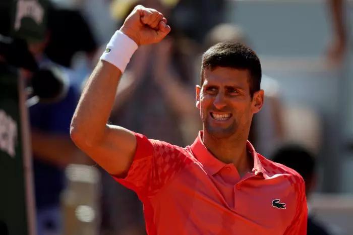 Novak Djokovic celebrates winning