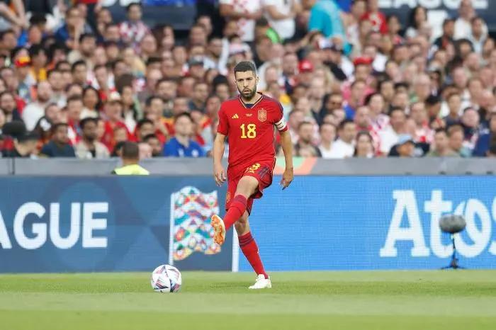 Spain defender Jordi Alba in the UEFA Nations League final match against Croatia - June 2023