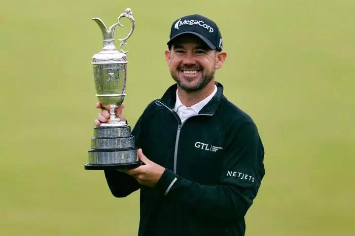 USA's Brian Harman with the Claret Jug after winning The Open at Royal Liverpool - July 2023