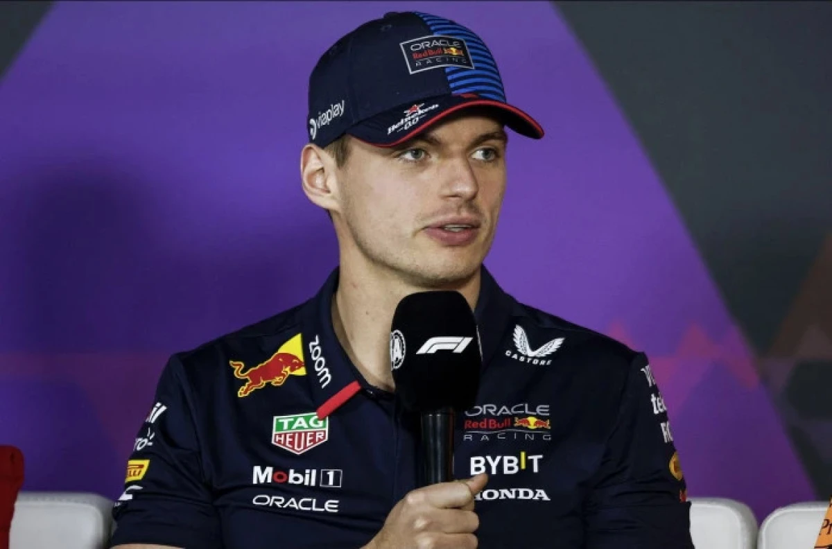 Max Verstappen of Red Bull chats ahead of Bahrain practice