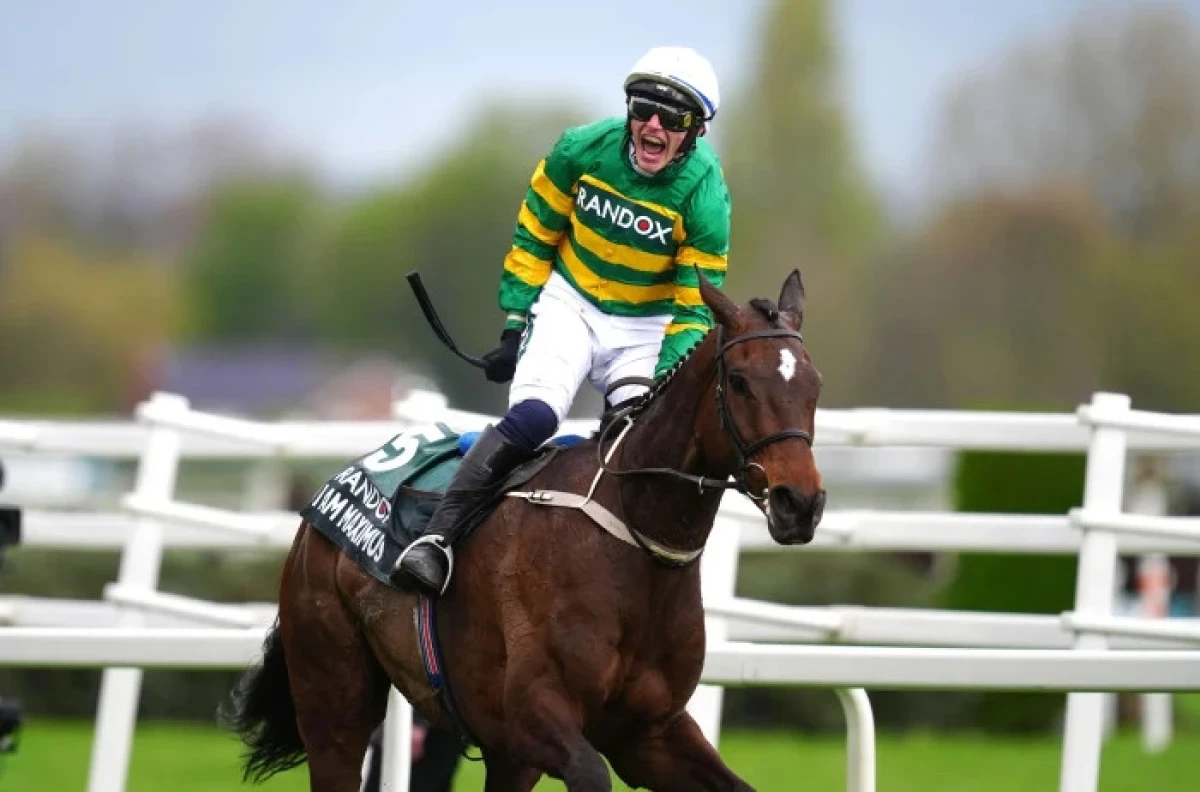 Paul Townend celebrates winning the Randox Grand National