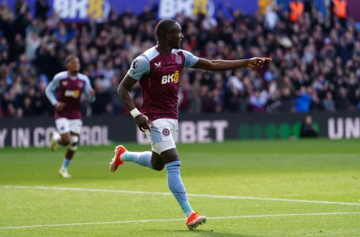 Aston Villa's Moussa Diaby celebrates his goal in their 3-1 win over Bournemouth