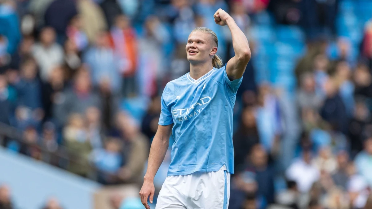 Erling Haaland celebrates a goal
