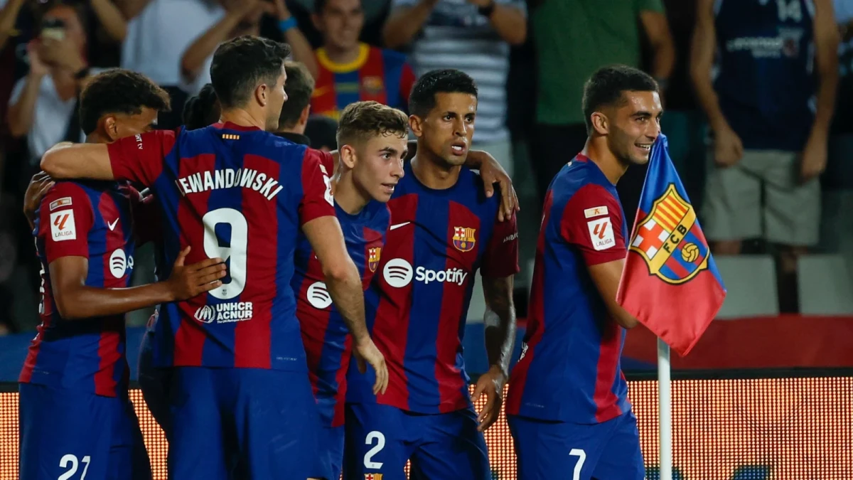 Barcelona celebrate a goal