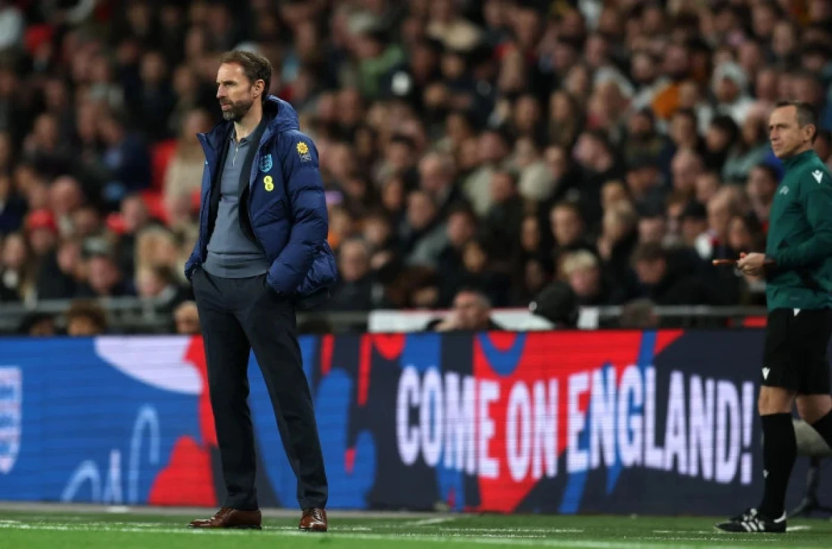 Gareth Southgate, the manager of England looks on at Wembley Stadium - Oct 2023