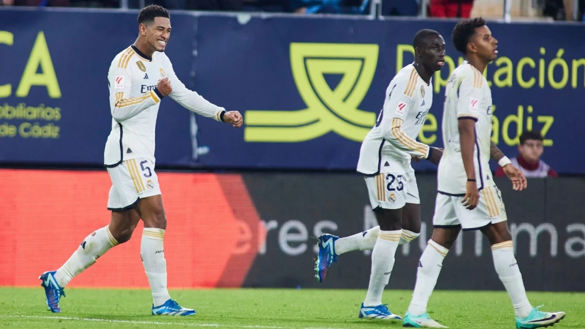 Jude Bellingham of Real Madrid celebrates scoring