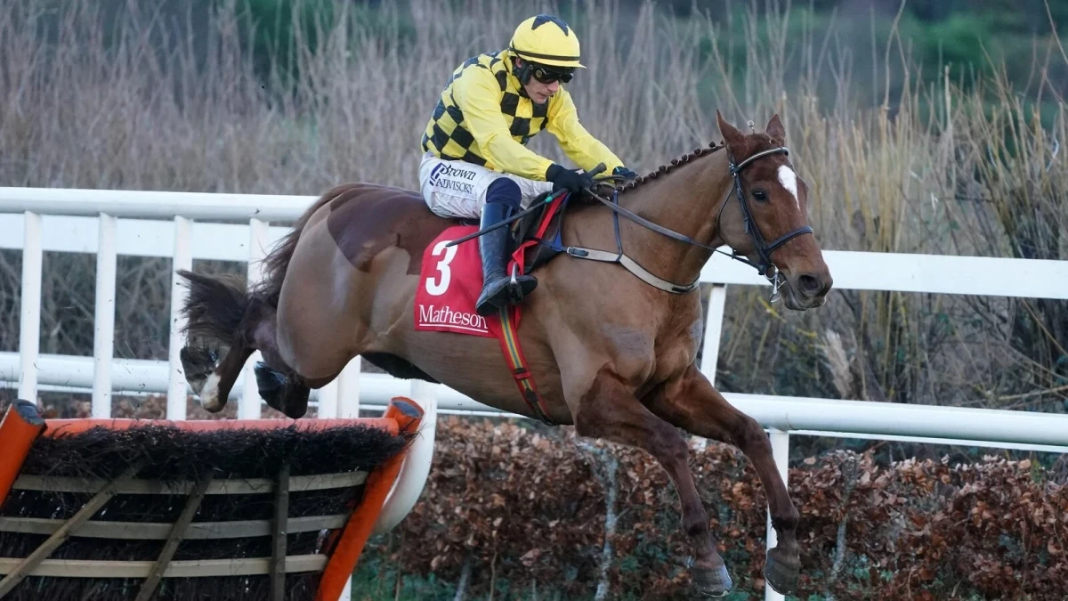 State Man ridden by Paul Townend clears the last before going on to win the Matheson Hurdle