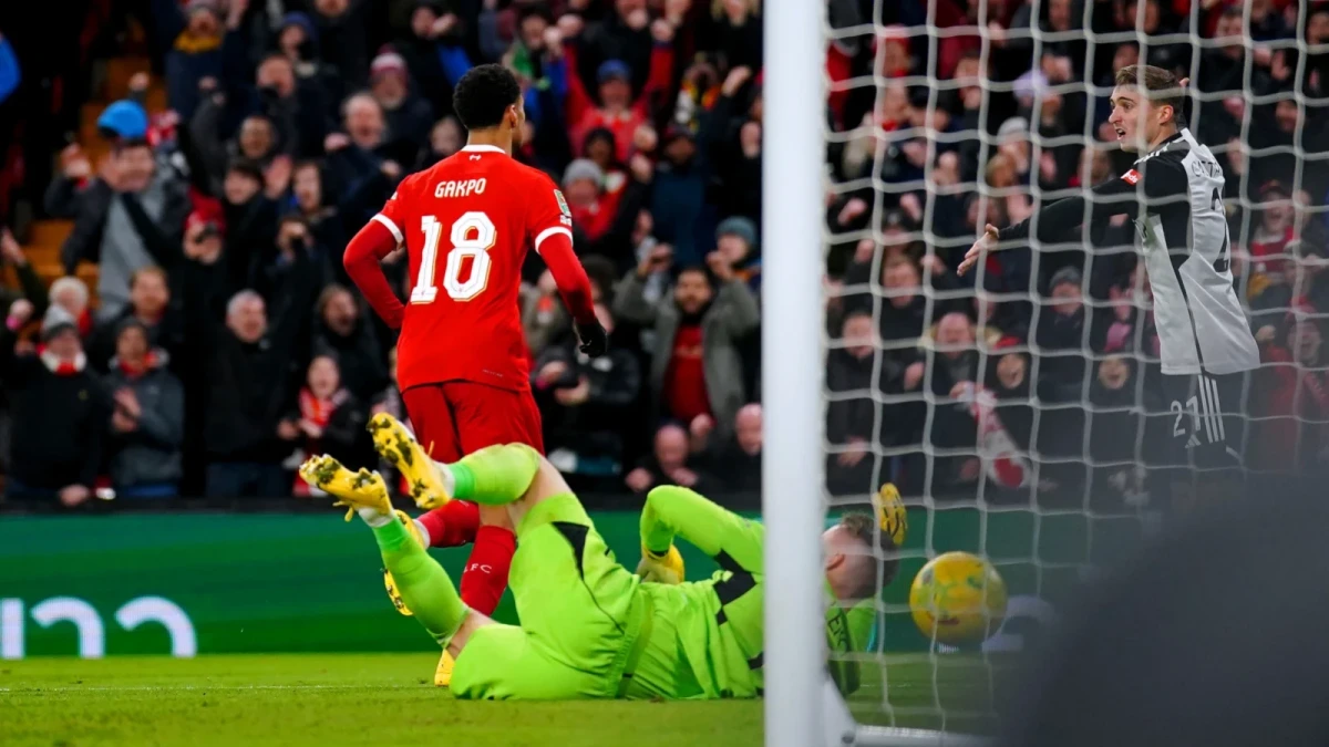 Cody Gakpo scores against Fulham Jan 10, 2024