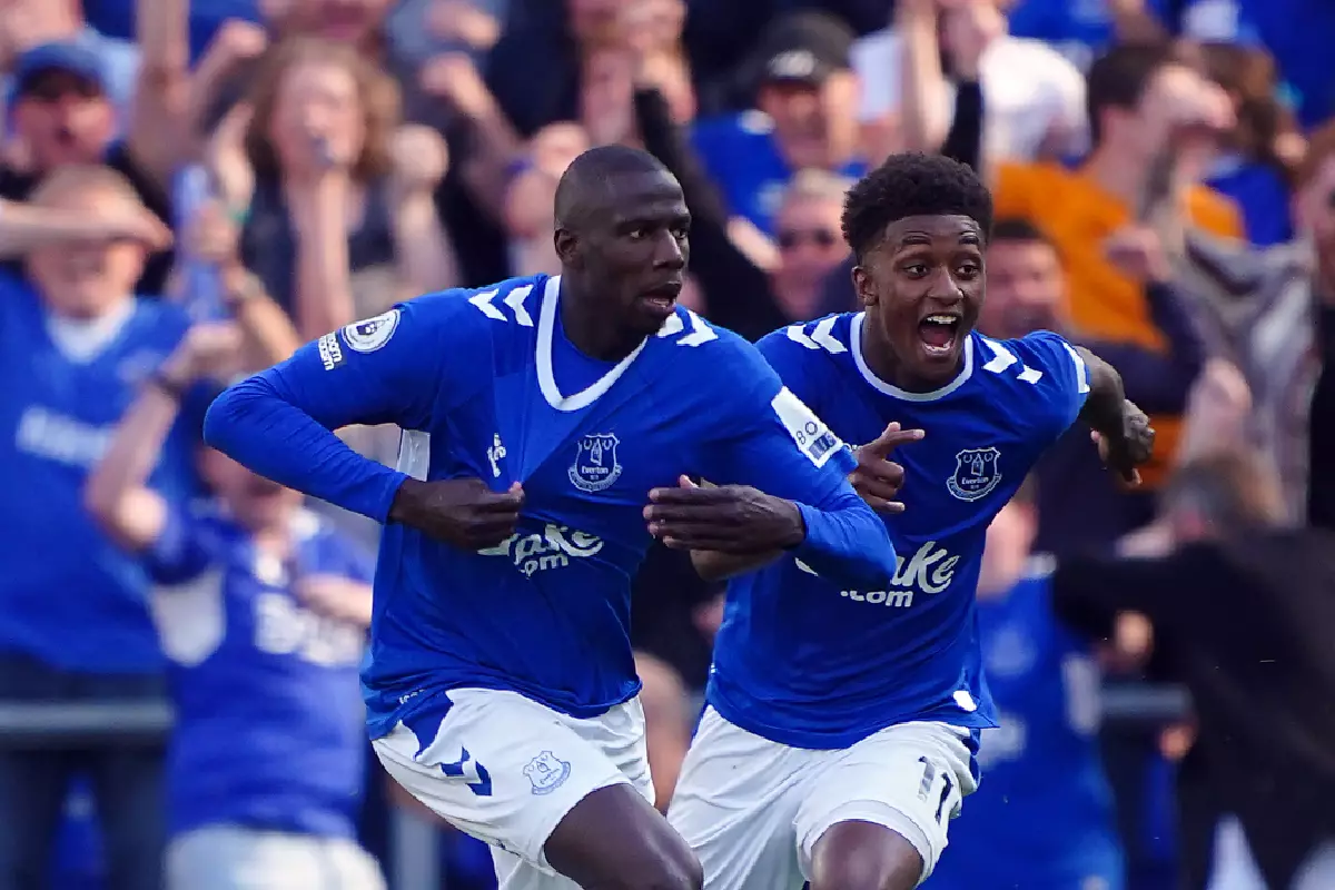 Abdoulaye Doucure celebrates winner against Bournemouth May 2023
