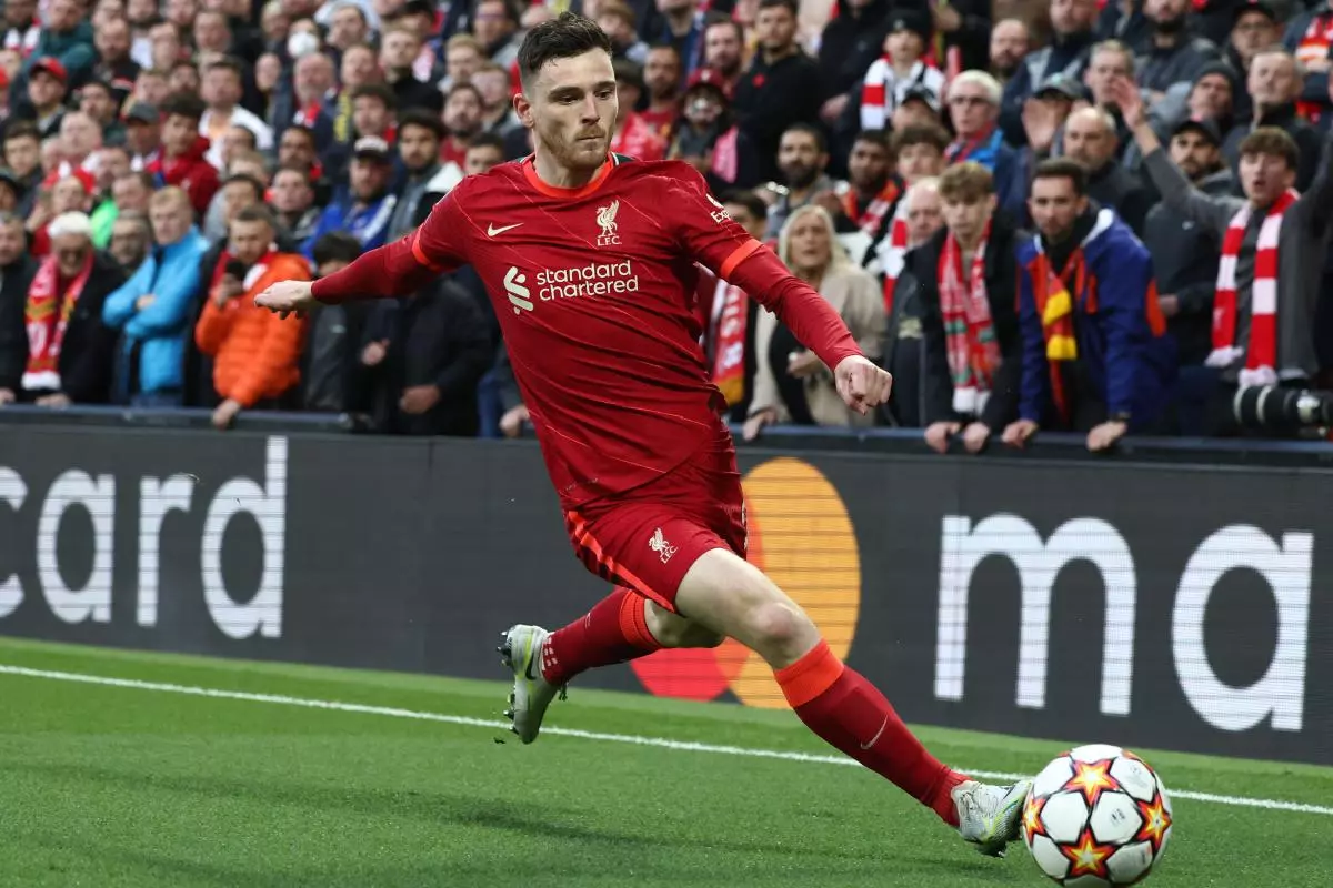 Andrew Robertson of Liverpool during the UEFA Champions League match at Anfield