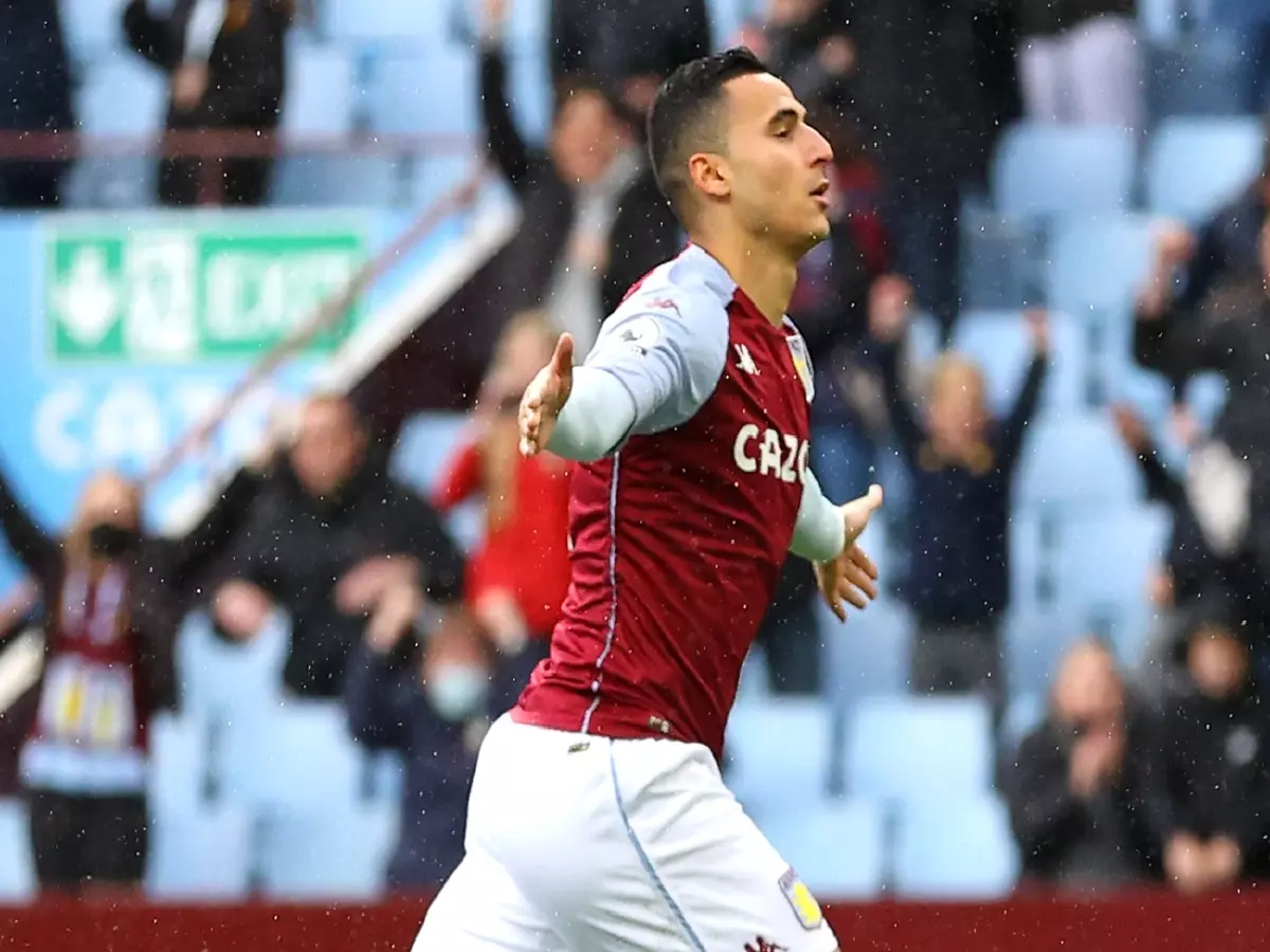Anwar El Ghazi celebrates scoring for Aston Villa against Chelsea