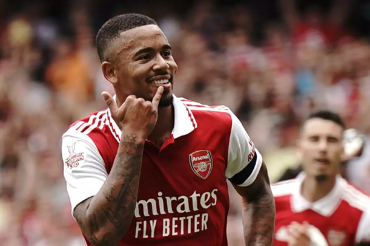 Arsenal's Gabriel Jesus celebrates scoring