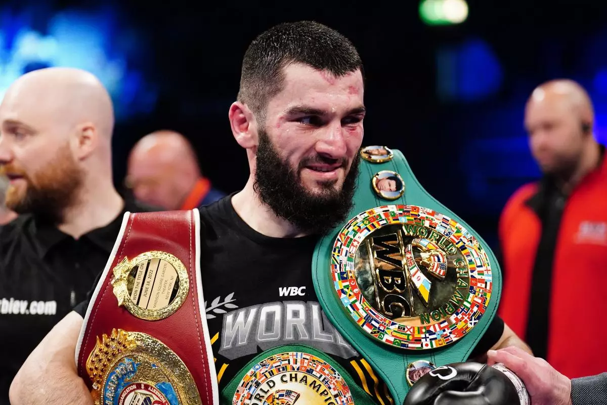 Artur Beterbiev celebrates defeating Anthony Yarde