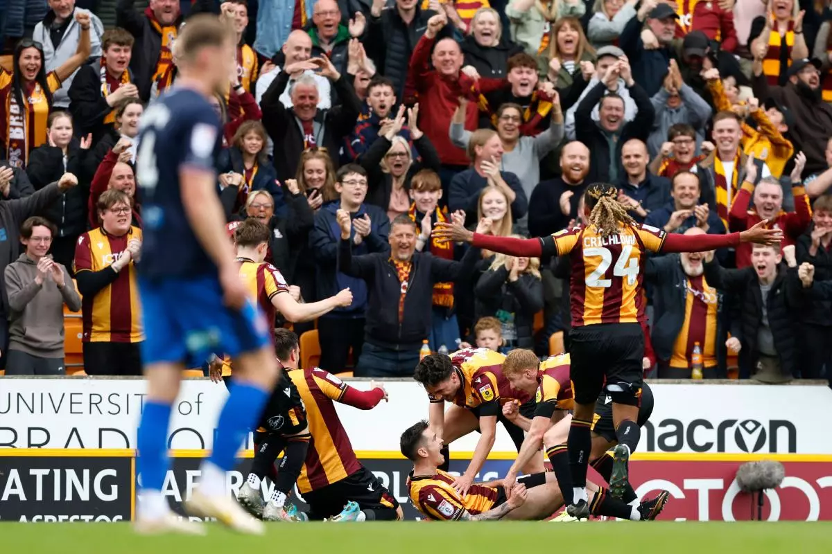 Bradford City's Jamie Walker celebrates scoring