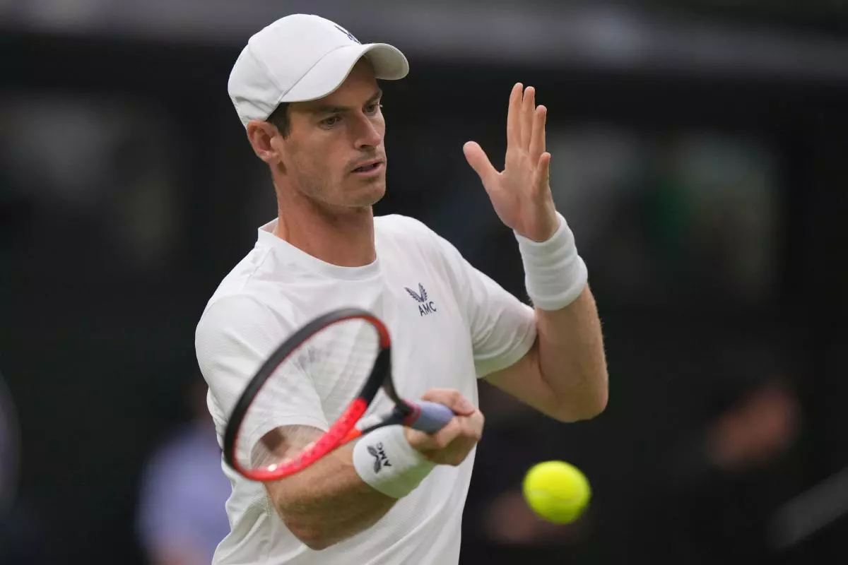 Britain's Andy Murray plays a return