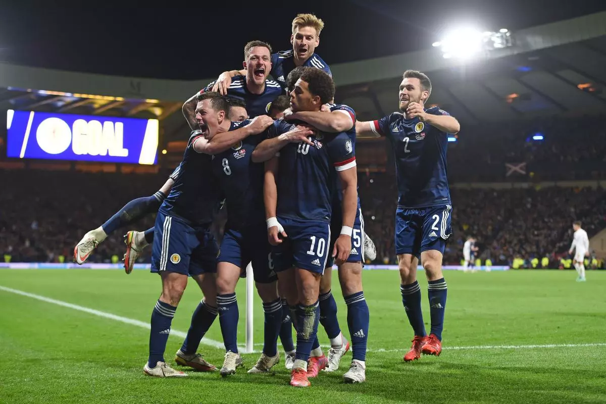 Che Adams of Scotland scored the 2nd goal of the game to give Scotland a 2-0 win in the FIFA World Cup qualifiers match at Hampden Park, Glasgow.
