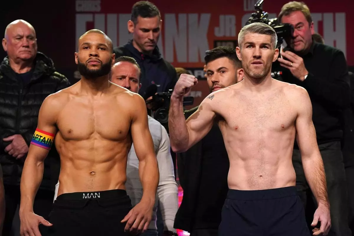 Chris Eubank Jr (left) and Liam Smith during the weigh-in