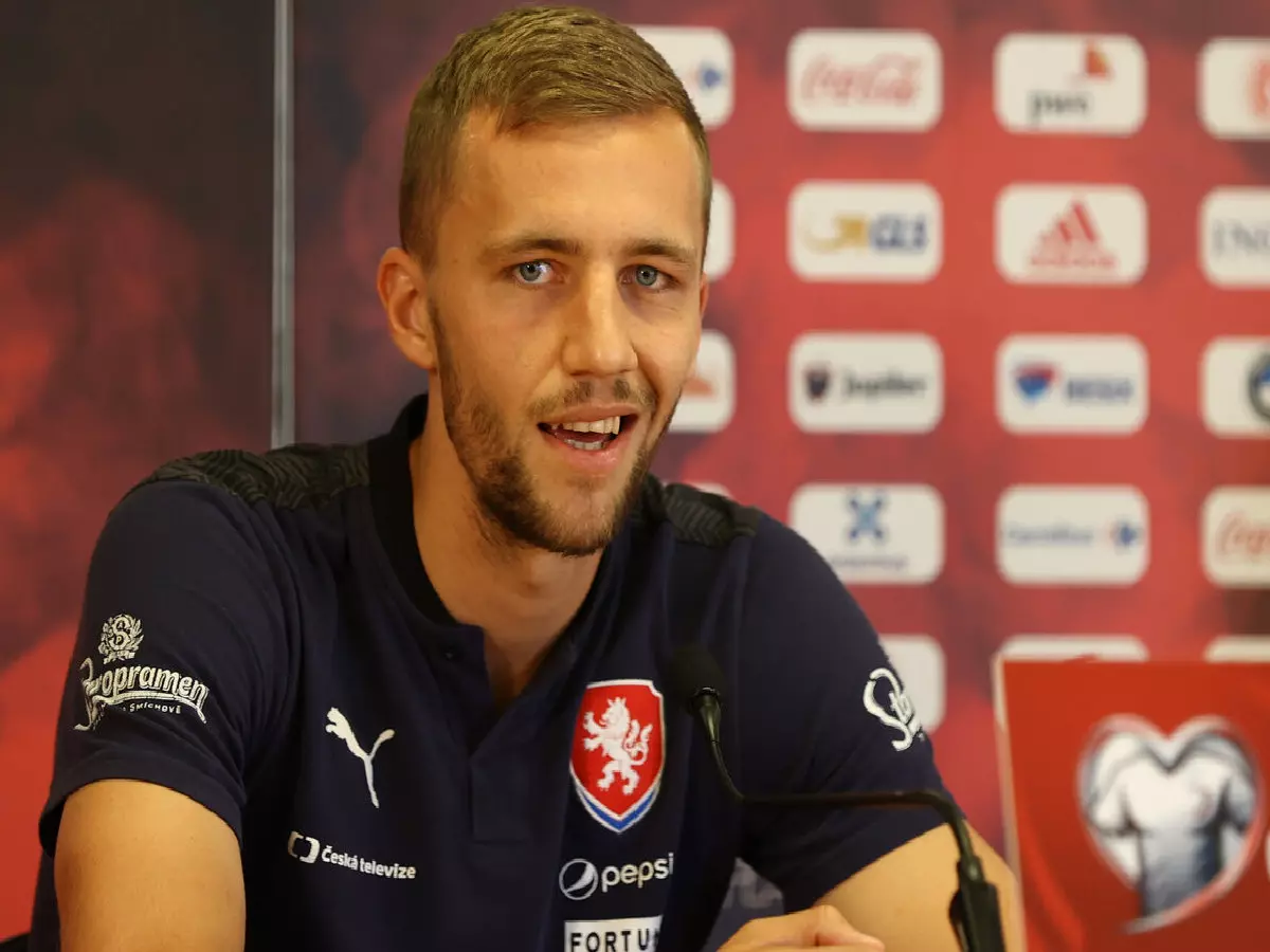 Czech Tomas Soucek pictured during a press conference of the Czech national soccer team, ahead of their match against the Belgian Red Devils, in Brussels, Saturday 04 September 2021.