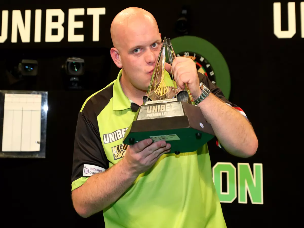 Michael van Gerwen with the Premier League trophy
