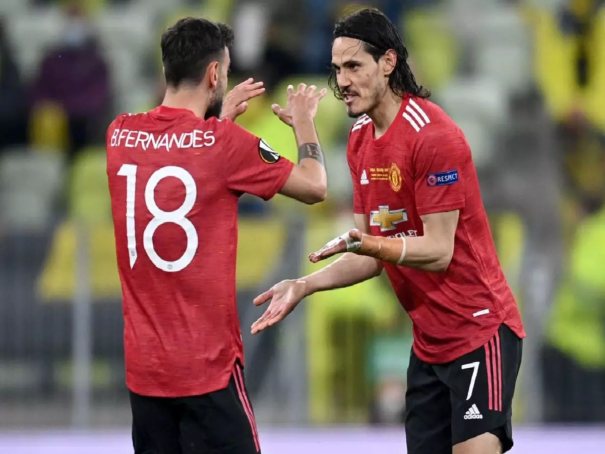 Bruno Fernandes and Edinson Cavani Manchester United