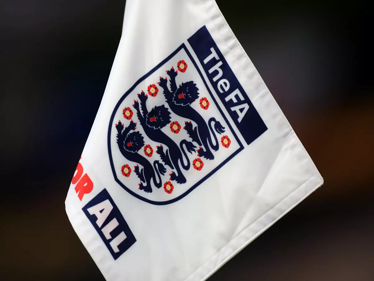 A general view of an England and FA branded corner flag during the UEFA Euro 2021 Under-21 Qualifying Group 3 match at Molineux, Wolverhampton.
