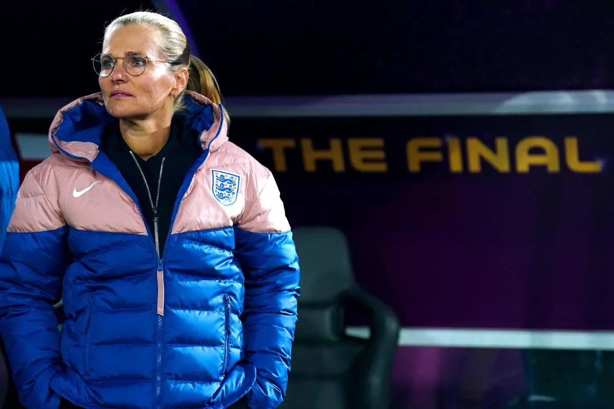 England head coach Sarina Wiegman ahead of the FIFA Women's World Cup final match at Stadium Australia - Aug 2023
