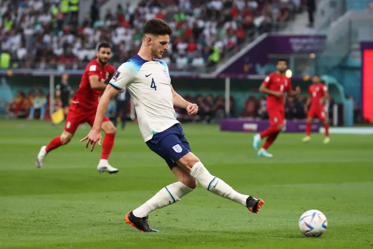 England midfielder Declan Rice playing against Iran