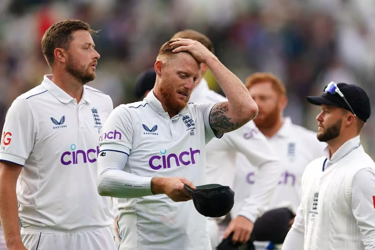 England's Ben Stokes looks dejected after day five of the first Ashes Test match at Edgbaston
