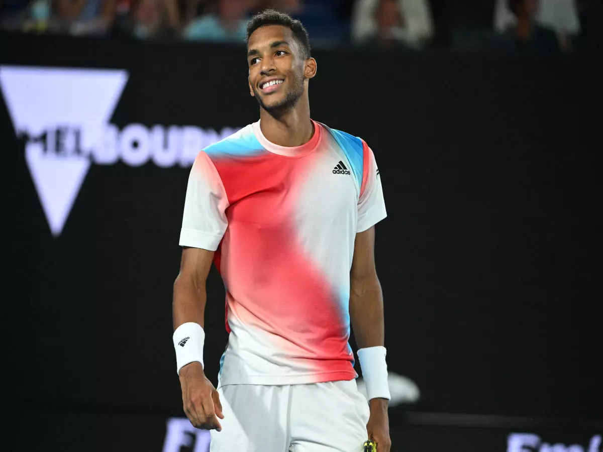 Felix Auger Aliassime (CAN) during his quarter final round at the 2022 Australian Open at Melbourne Park in Melbourne, AUSTRALIA, on January 26, 2022