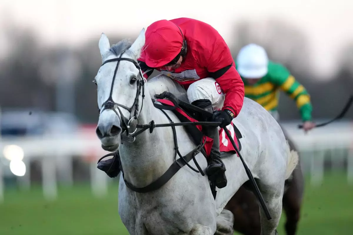 Grey Dawning ridden by Harry Skelton