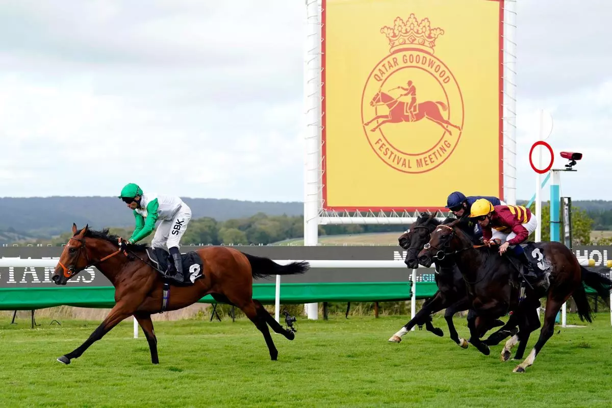 Haatem ridden by jockey Sean Levey (left) wins the Nicholson Gin Vintage Stakes at Goodwood