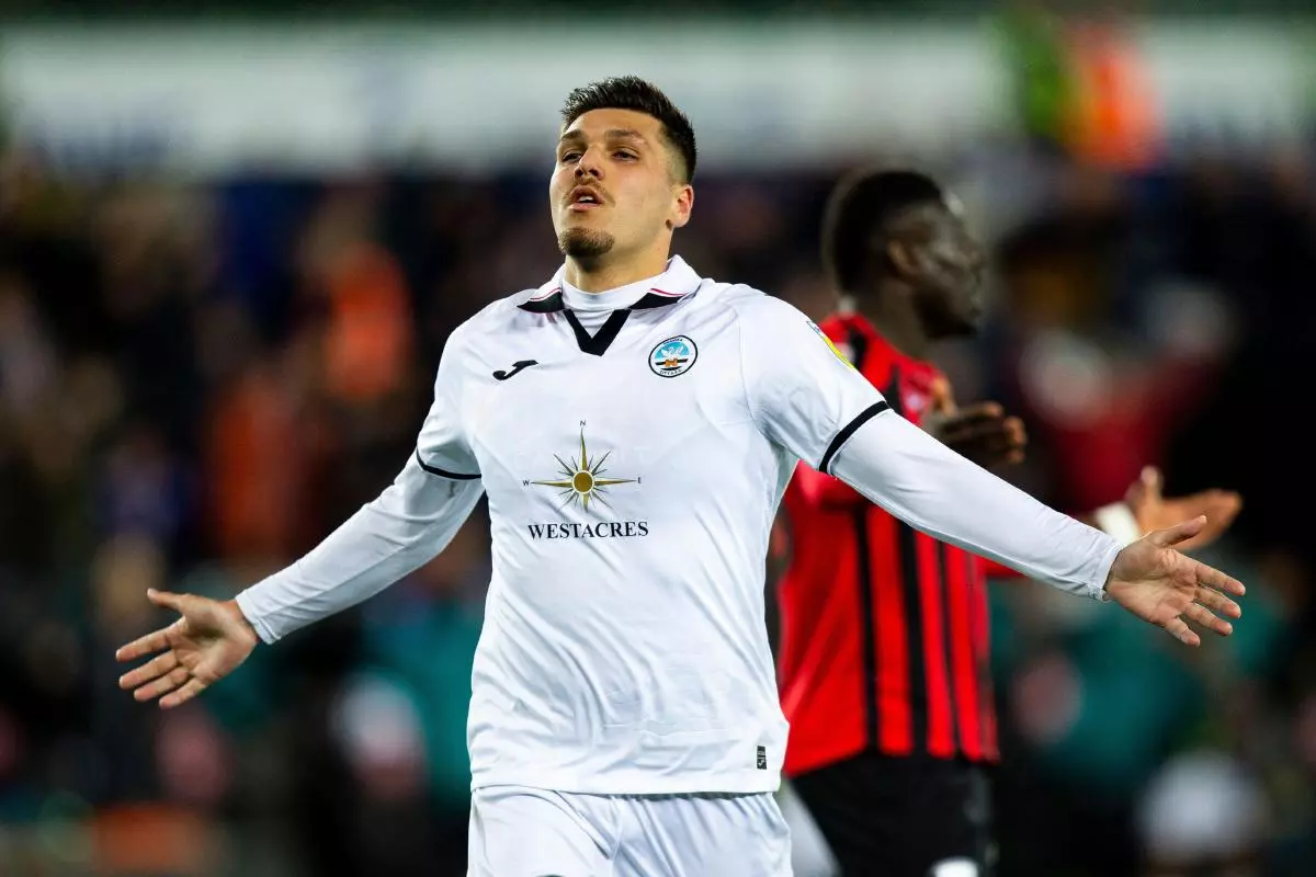 Joel Piroe of Swansea City in April 2023