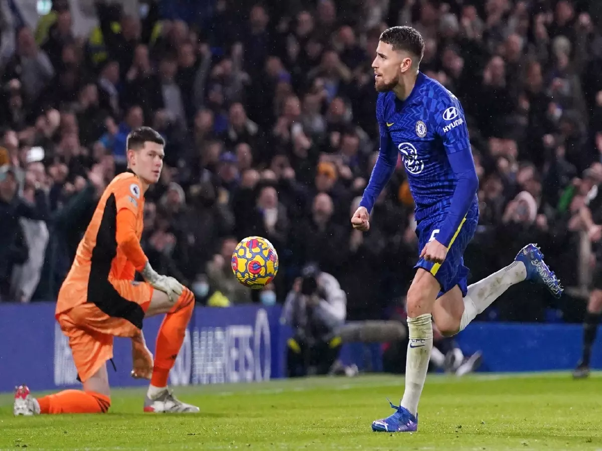 Jorginho wheels away after scoring a penalty against Leeds Dec21
