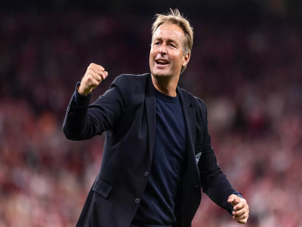 Denmark v Israel, World Cup qualifier, Copenhagen, Denmark Copenhagen, Denmark. 07th, September 2021. Head coach Kasper Hjulmand of Denmark seen celebrating the 5-0 victory after the UEFA Wor