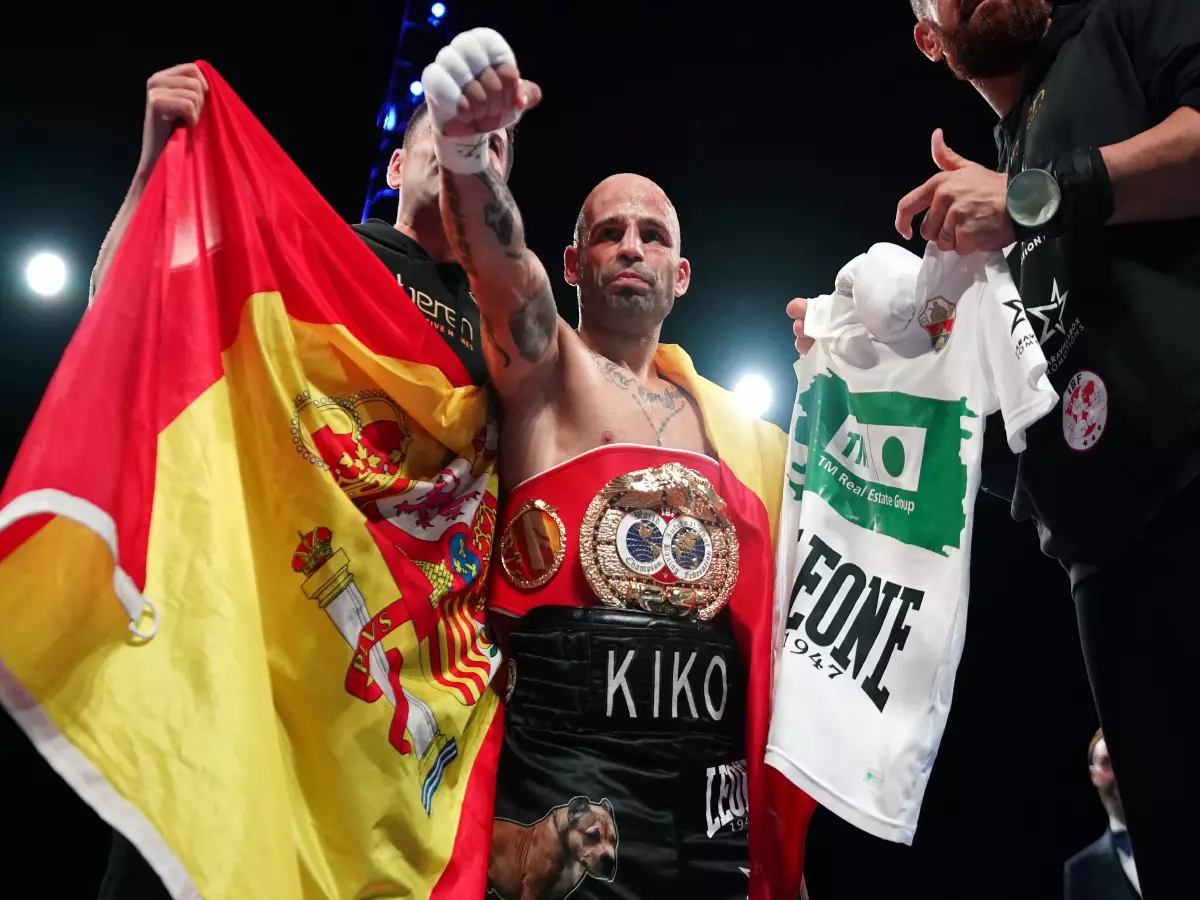 Kiko Martinez celebrates victory against Kid Galahad in the International Boxing Federation World Feather Title bout at Sheffield Arena. Picture date: Saturday November 13, 2021.